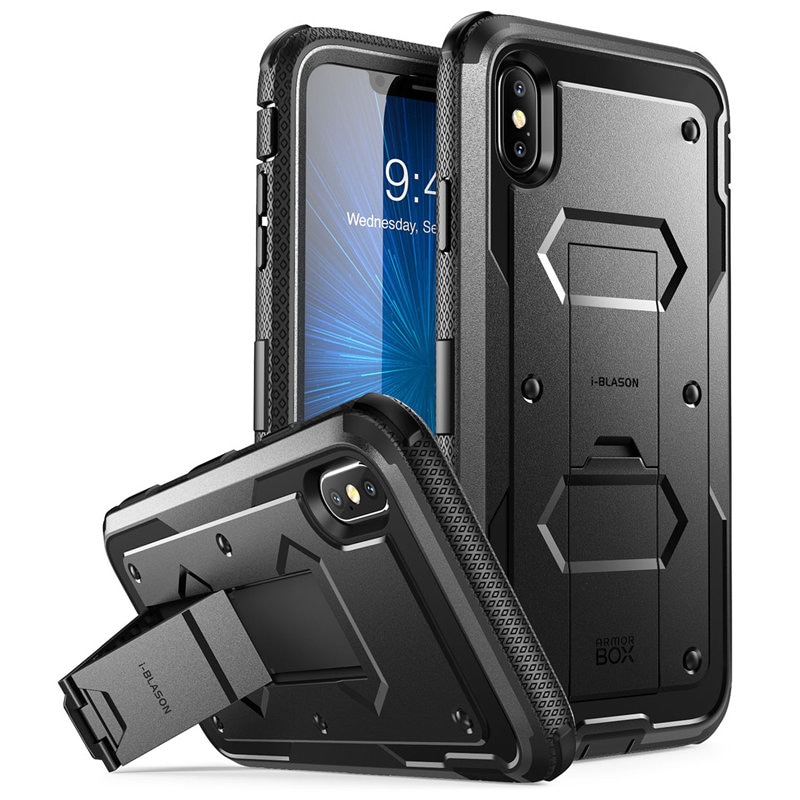 I-BLASON For iphone Xs Max Case Armorbox Full Body Heavy Duty Shock Reduction CaseBuilt in Screen Protector & Kickstand